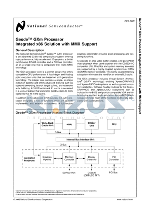 GL-266P-85-2.9 datasheet - Geode Processor Integrated x86 Solution with MMX Support