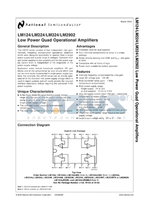 LM124MDS datasheet - Low Power Quad Operational Amplifier