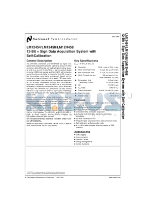 LM12H458MWG/883 datasheet - 12-Bit Plus Sign Data Acquisition System with Self-Calibration