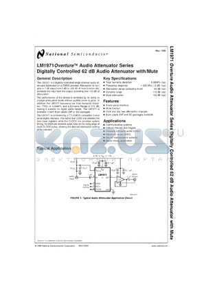 LM1971-NRE datasheet - Digitally Controlled 62 dB Audio Attenuator with/Mute