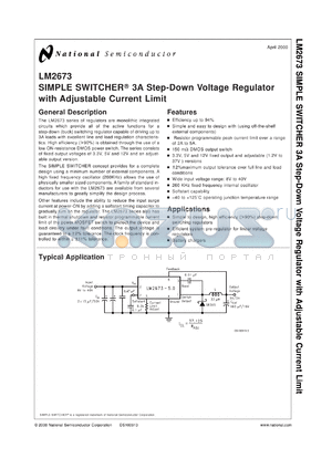 LM2673SX-ADJ datasheet - SIMPLE SWITCHER 3A Step-Down Voltage Regulator with Adjustable Current Limit