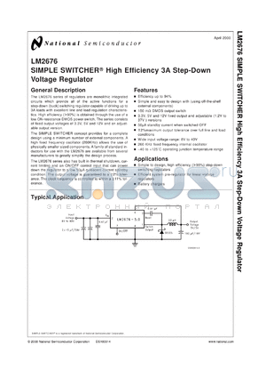 LM2676S-12 datasheet - SIMPLE SWITCHER High Efficiency 3A Step-Down Voltage Regulator