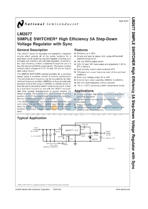LM2677SX-5.0 datasheet - SIMPLE SWITCHER High Efficiency 5A Step-Down Voltage Regulator with Sync
