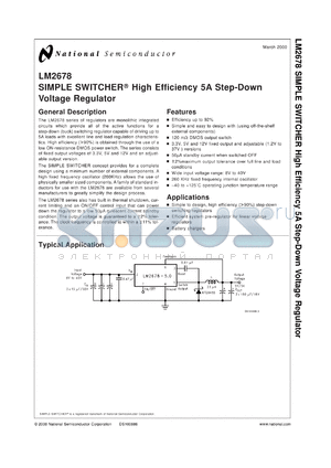 LM2678SX-12 datasheet - SIMPLE SWITCHER High Efficiency 5A Step-Down Voltage Regulator