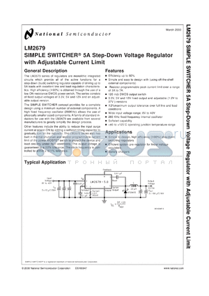 LM2679SX-3.3 datasheet - SIMPLE SWITCHER 5A Step-Down Voltage Regulator with Adjustable Current Limit