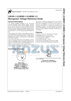 LM285MX-1.2 datasheet - Micropower Voltage Reference Diode