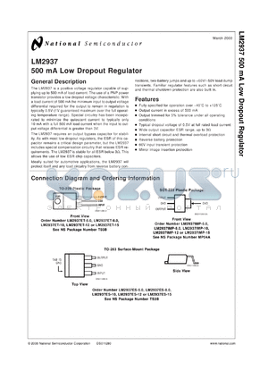 LM2937ESX-8.0 datasheet - 500 mA Low Dropout Regulator