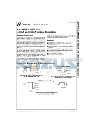 LM2937ESX-2.5 datasheet - 400mA and 500mA Voltage Regulator