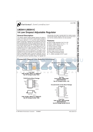 LM2941CSX datasheet - 1A Low Dropout Adjustable Regulator