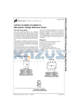 LM385-2.5MWC datasheet - Micropower Voltage Reference Diode