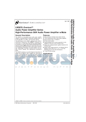 LM3876DWF datasheet - High-Performance 56W Audio Power Amplifier with Mute