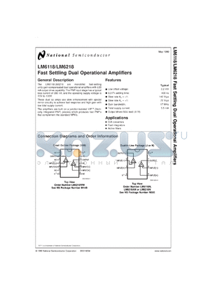 LM6118MD8 datasheet - Fast Settling Dual Operational Amplifier