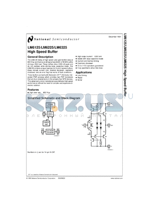 LM6125MD8 datasheet - High Speed Buffer