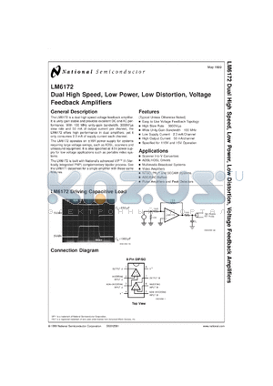 LM6172AMWGRQML datasheet - Dual High Speed, Low Power, Low Distortion Voltage Feedback Amplifiers