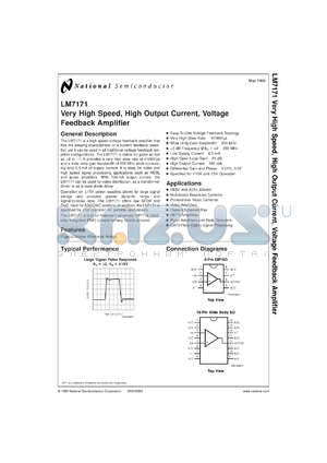 LM7171MD8 datasheet - Very High Speed, High Output Current, Voltage Feedback Amplifier