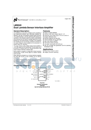 LM9040MX datasheet - Dual Lambda Sensor Interface Amplifier