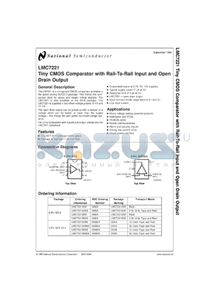 LMC7221AIN datasheet - Tiny CMOS Comparator with Rail-to-Rail Input and Open Drain Output