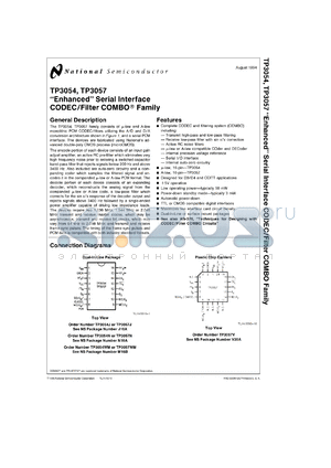 TP3057WM-X datasheet - TP3052, TP3053, TP3054, TP3057, Enhanced Serial Interface CODEC/Filter COMBO Family