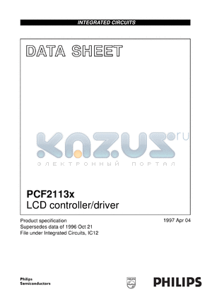 PCF2113AU/F2 datasheet - LCD controller/driver