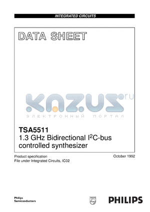 TSA5511/C3 datasheet - 1.3 GHz Bidirectional IeC-bus controlled synthesizer