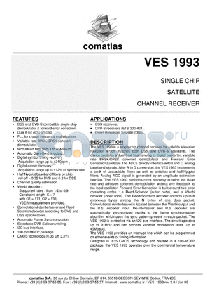 VES1993 datasheet - Single Chip Satellite Channel Receiver