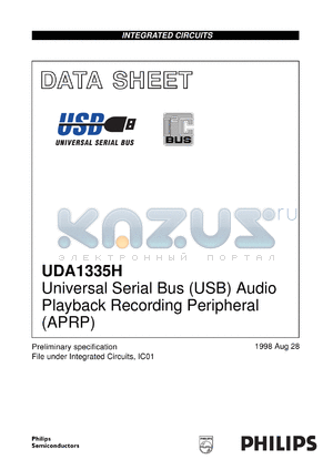 UDA1335H/N1 datasheet - Universal Serial Bus (USB) Audio Playback Recording Peripheral (APRP)