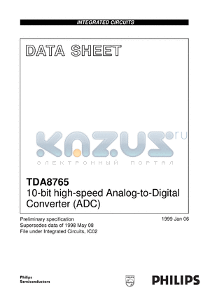 TDA8765H/5/C1 datasheet - 10-bit high-speed Analog-to-Digital Converter (ADC)