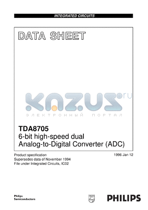 TDA8705T/C3 datasheet - 6-bit high-speed dual Analog-to-Digital Converter (ADC)
