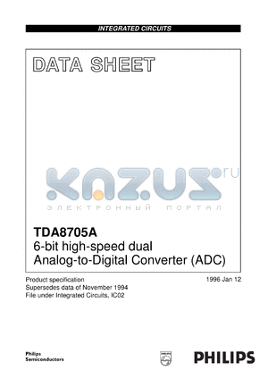 TDA8705AT/C1 datasheet - 6-bit high-speed dual Analog-to-Digital Converter (ADC)