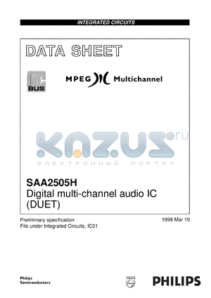 SAA2505H/M1 datasheet - Digital multi-channel audio IC (DUET)