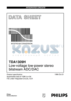 TDA1309H/N3 datasheet - Low-voltage low-power stereo bitstream ADC/DAC