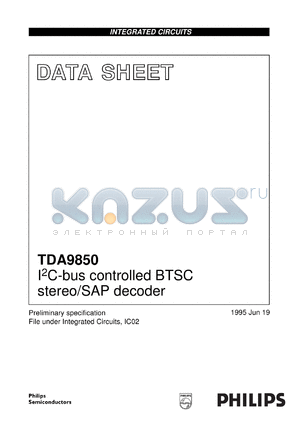 TDA9850T/V1 datasheet - I2C-bus controlled BTSC stereo/SAP decoder