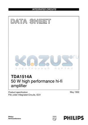 TDA1514A/N7 datasheet - 50 W high performance hi-fi amplifier