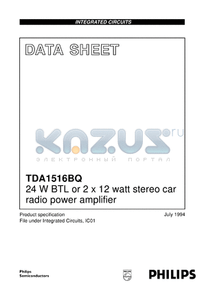 TDA1516BQ/N2 datasheet - 24 W BTL or 2 x 12 watt stereo car radio power amplifier