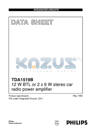 TDA1519B/N2/S421 datasheet - 12 W BTL or 2 x 6 W stereo car radio power amplifier