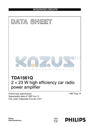 TDA1561Q/N1 datasheet - 2 x 23 W high efficiency car radio power amplifier