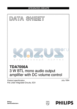 TDA7056A/N2 datasheet - 3 W BTL mono audio output amplifier with DC volume control