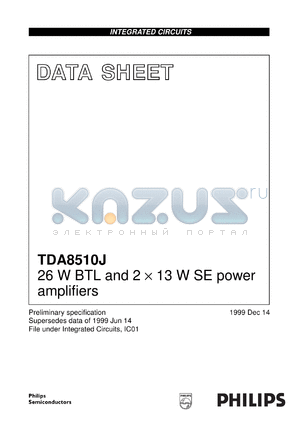 TDA8510J/N1 datasheet - 26 W BTL and 2 x 13 W SE power amplifiers