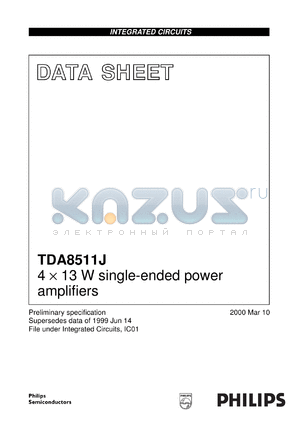 TDA8511J/N1 datasheet - 4 x 13 W single-ended power amplifiers