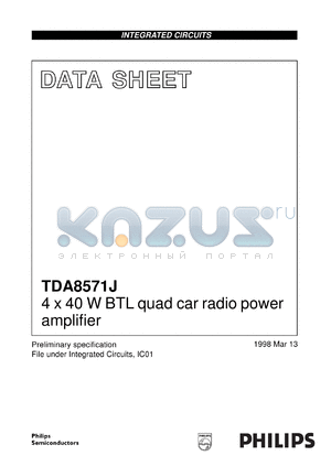 TDA8571J/N1 datasheet - 4 x 40 W BTL quad car radio power amplifier