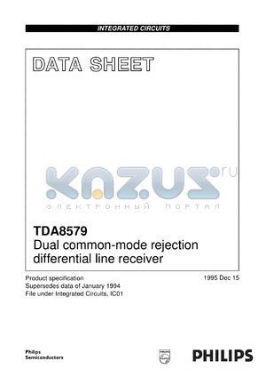 TDA8579T/N1 datasheet - Dual common-mode rejection differential line receiver