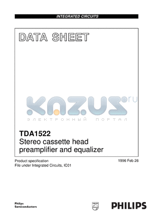 TDA1522/V2/S1 datasheet - Stereo cassette head preamplifier and equalizer