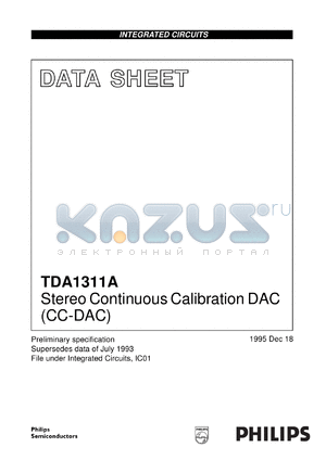 TDA1311A/N2 datasheet - Stereo Continuous Calibration DAC (CC-DAC)