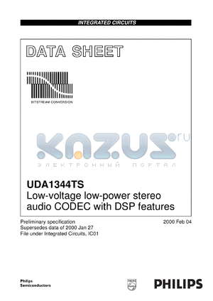 UDA1344TS/N2 datasheet - Low-voltage low-power stereo audio CODEC with DSP features