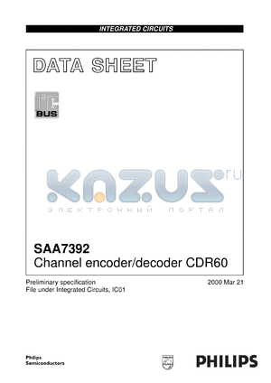 SAA7392HL/M3A datasheet - Channel encoder/decoder CDR60