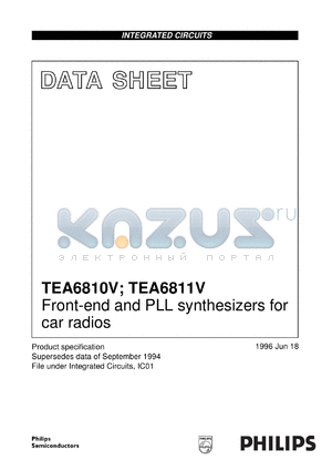 TEA6811V/C2/R1 datasheet - Front-end and PLL synthesizers for car radios