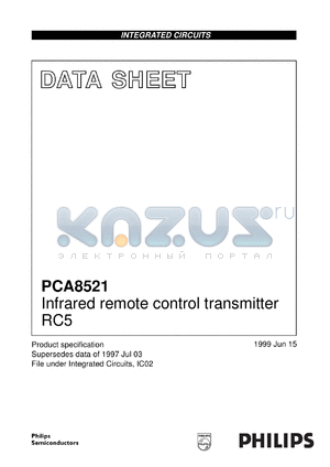 PCA8521BT/007 datasheet - Infrared remote control transmitter RC5