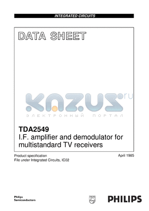 TDA2549/C4 datasheet - I.F. amplifier and demodulator for multistandard TV receivers