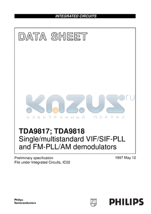 TDA9817T/V1 datasheet - Single/multistandard VIF/SIF-PLL and FM-PLL/AM demodulators