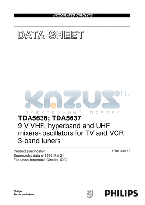 TDA5636T/C1 datasheet - 9 V VHF, hyperband and UHF mixers- oscillators for TV and VCR 3-band tuners